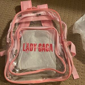Lady Gaga backpack and a iPhone charger